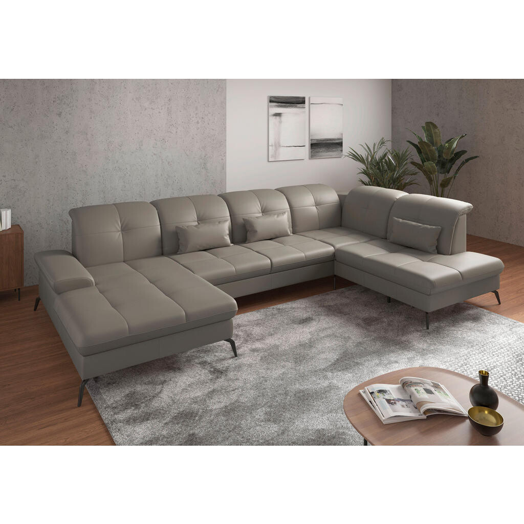 Sit & More SEDACIA SÚPRAVA, koža, sivá