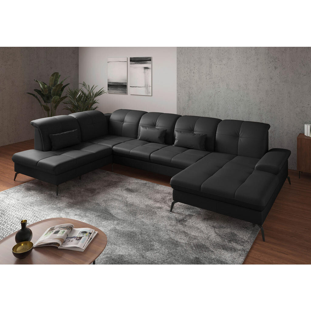 Sit & More SEDACIA SÚPRAVA, koža, čierna