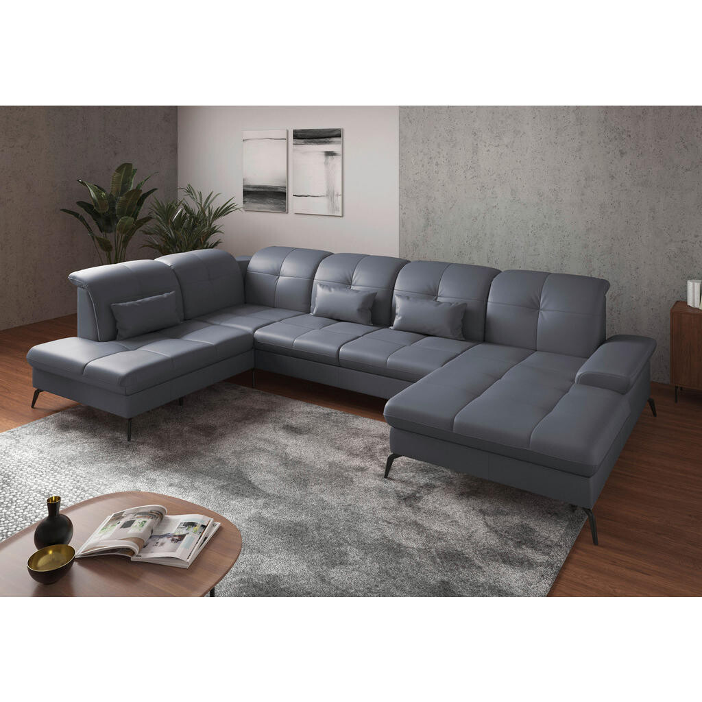 Sit & More SEDACIA SÚPRAVA, koža, sivomodrá