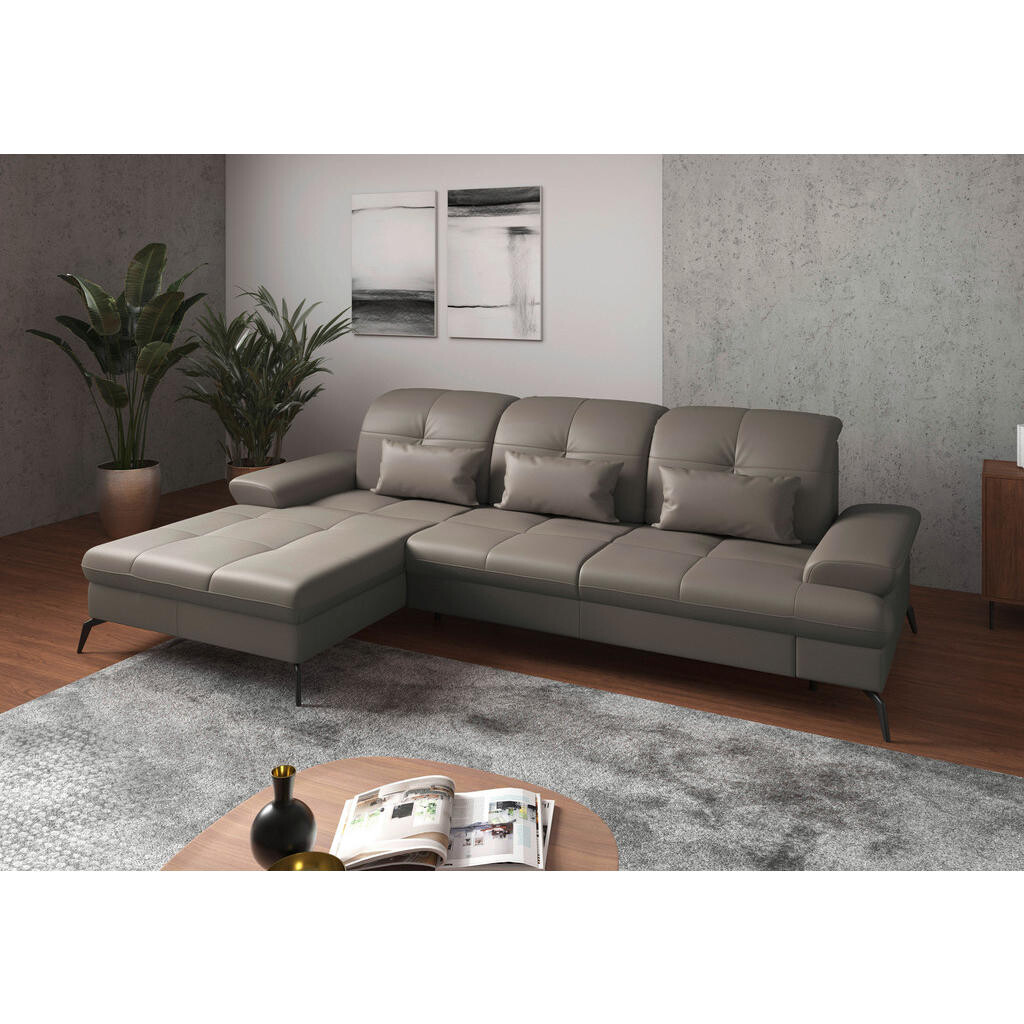 Sit & More ROHOVÁ SEDAČKA, koža, sivá