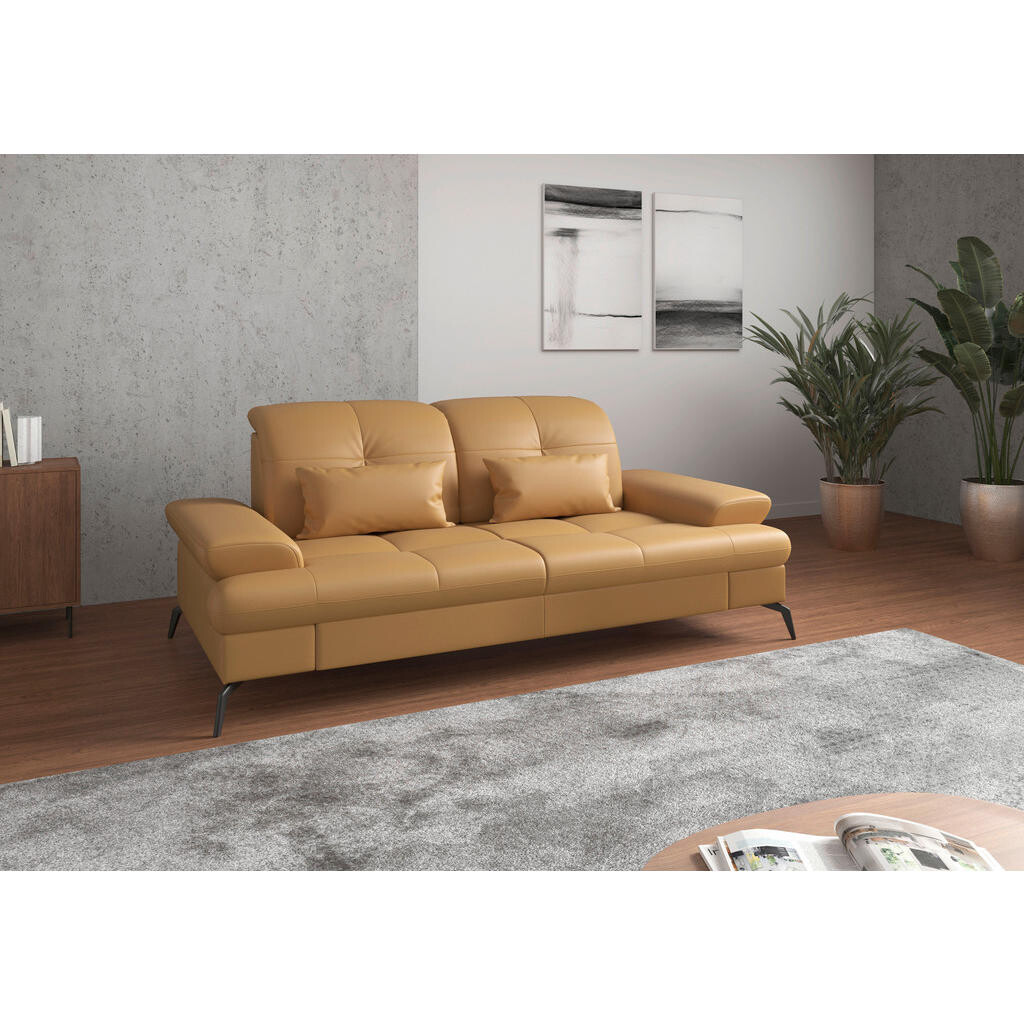 Sit & More 2,5-MIESTNA POHOVKA, kari žltá, pravá koža