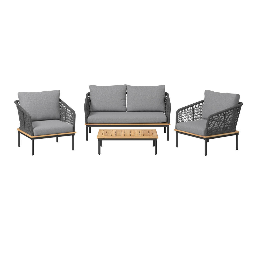 Ambia Garden SÚPRAVA ZÁHRADNÉHO NÁBYTKU 4-dielne, drevo, kov, plast, textil