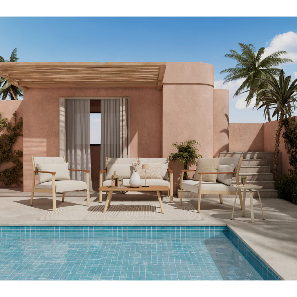 Ambia Garden SÚPRAVA ZÁHRADNÉHO NÁBYTKU 4-dielne, drevo, kov, textil