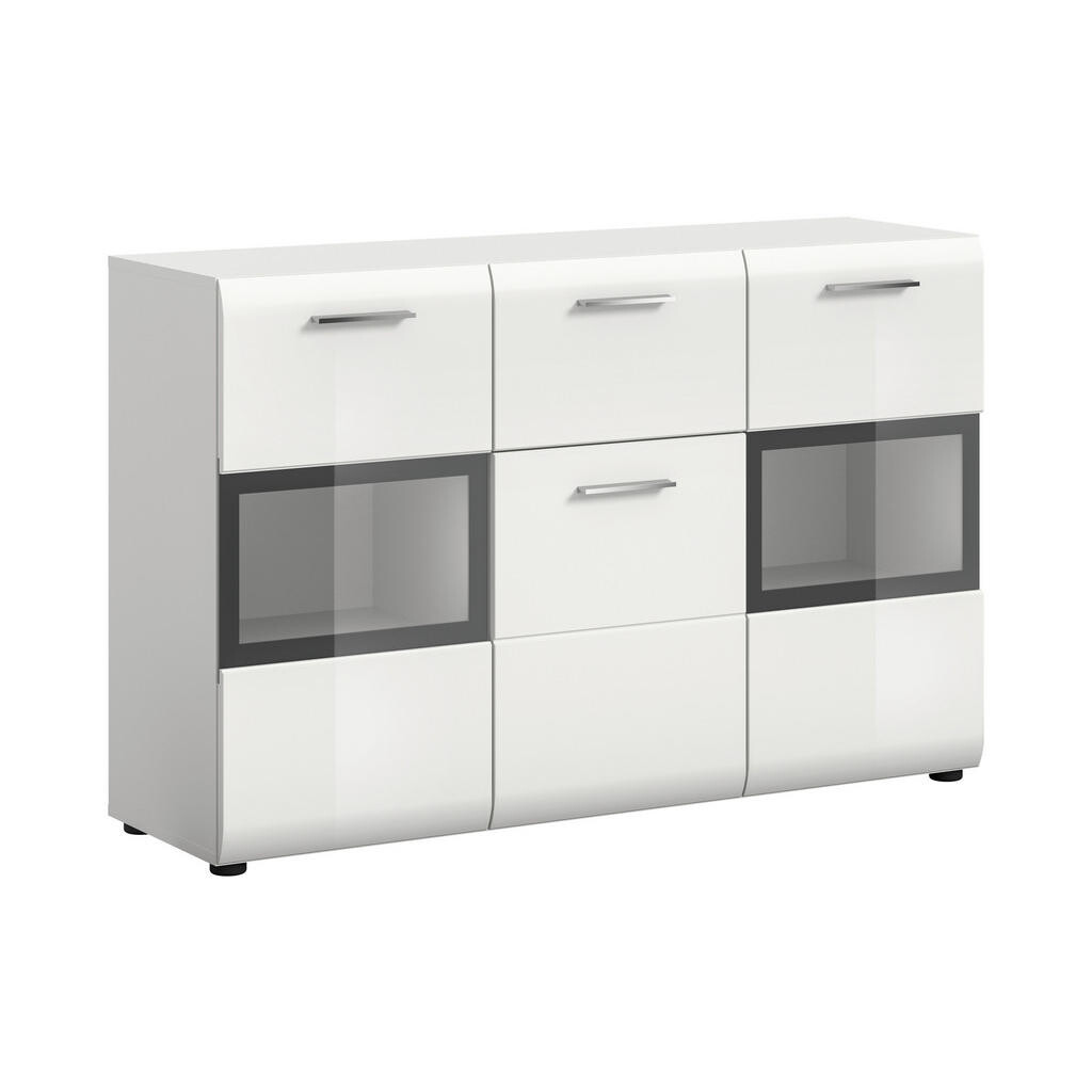 Livetastic ŠIROKÁ KOMODA, biela, biela s vysokým leskom, 125/81/37 cm