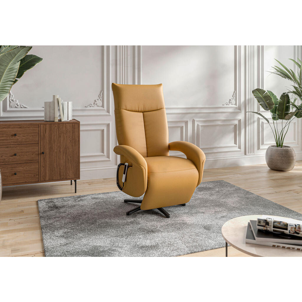 Sit & More KRESLO, koža, kari žltá