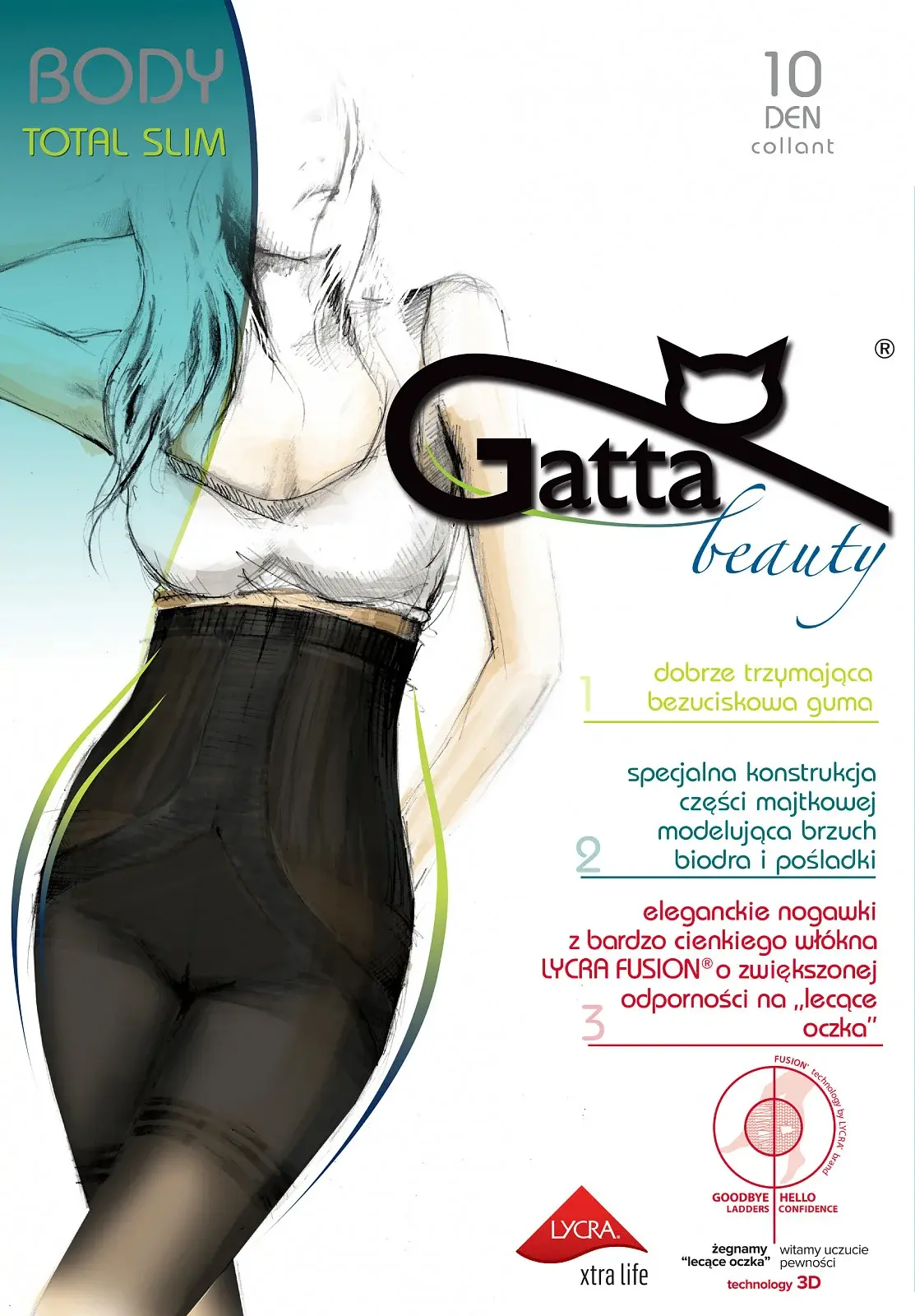 Pančuchové nohavice Gatta Body Totalslim Fusion 10 deň golden/odd.béžová 3-M