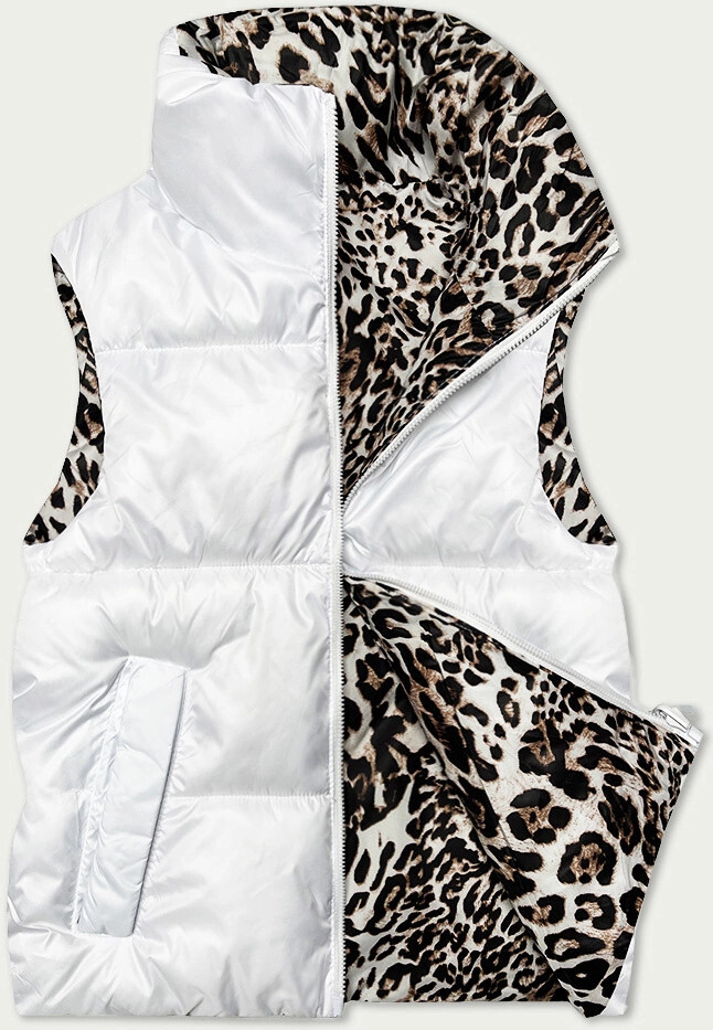 Biela a panterova obojstranná krátka vesta S'West (B8346-26) odstíny bílé M (38)