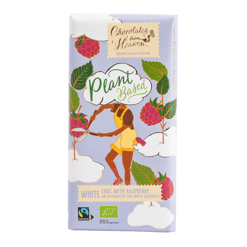 CHOCOLATES FROM HEAVEN BIO ryžová biela VEGAN čokoláda s malinami 39% 100 g