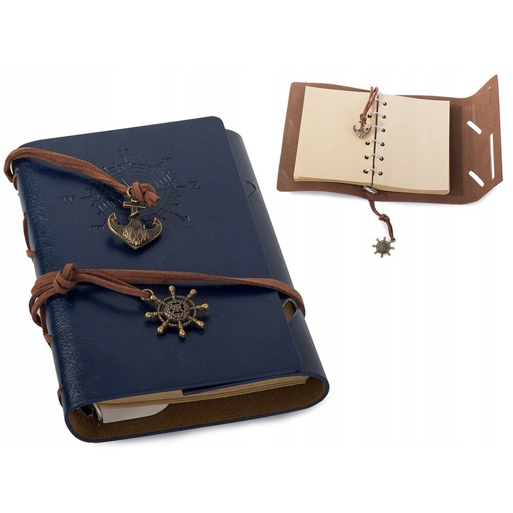 Cestovateľský zápisník Retro Vintage - modrý