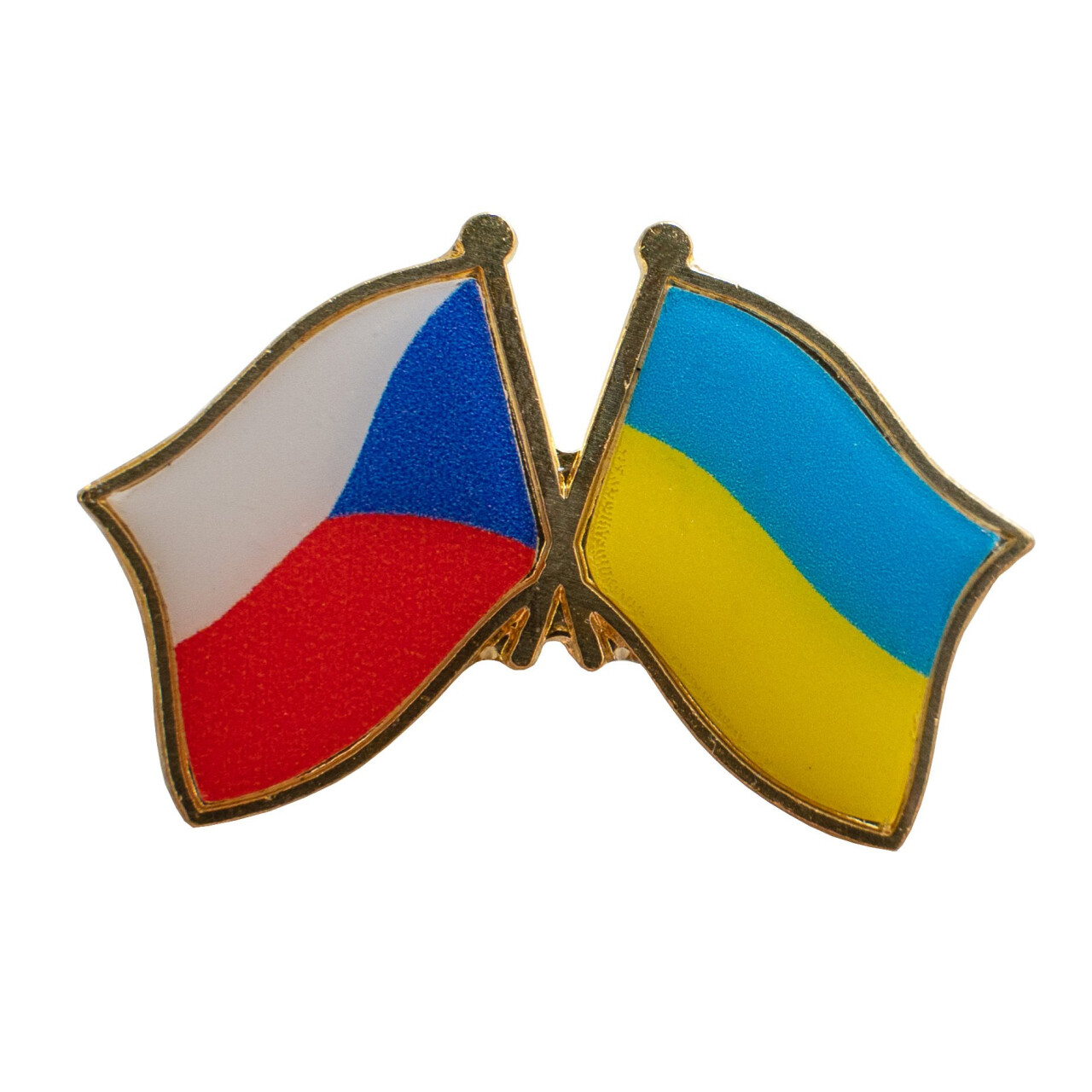 Odznak (pins) vlajka priateľstvo Česká republika+Ukrajina 2,6 cm - farebný
