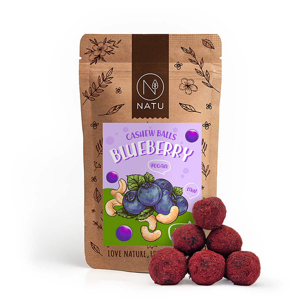 NATU Čučoriedkové guličky s kešu krémom 70 g