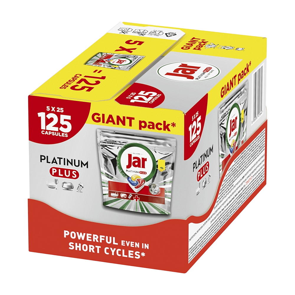 JAR Tablety do umývačky Platinum Plus All-in-One Yellow 5 x 25 kusov