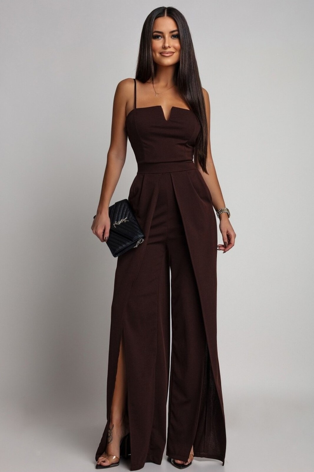 Azzurra Hnedý overal s rozparkami Veľkosť: UNI