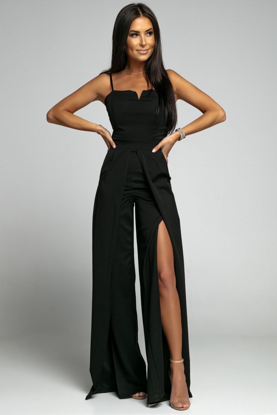 Azzurra Čierny overal s rozparkami Veľkosť: UNI