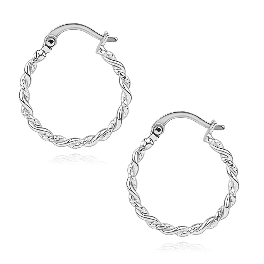 Strieborné náušnice 925 kruhy s dvojitým špirálovým efektom, 18mm
