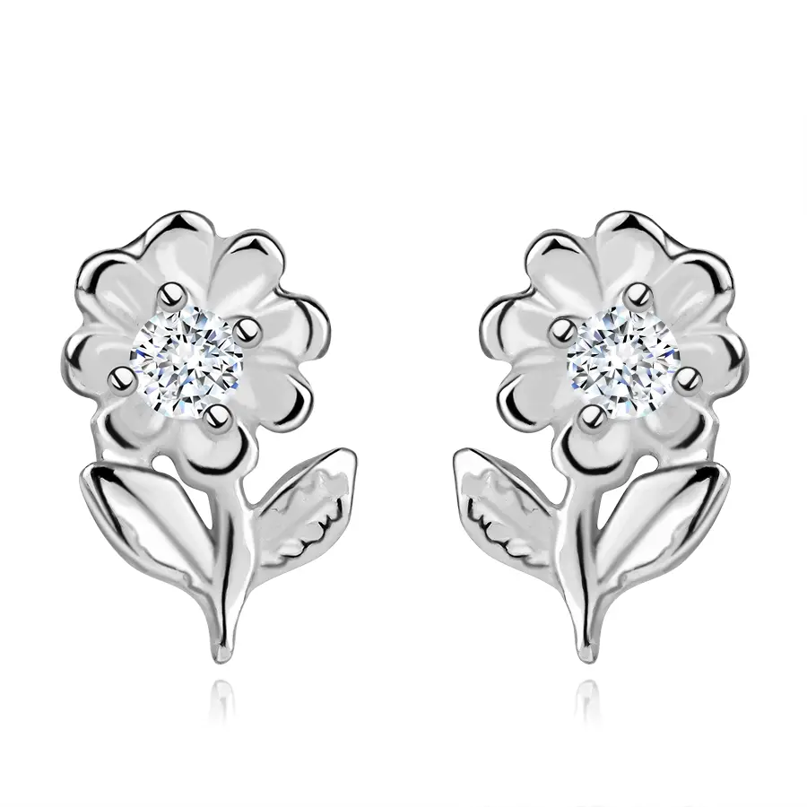 Strieborné náušnice 925 s kvetinovým motívom a čírym zirkónom