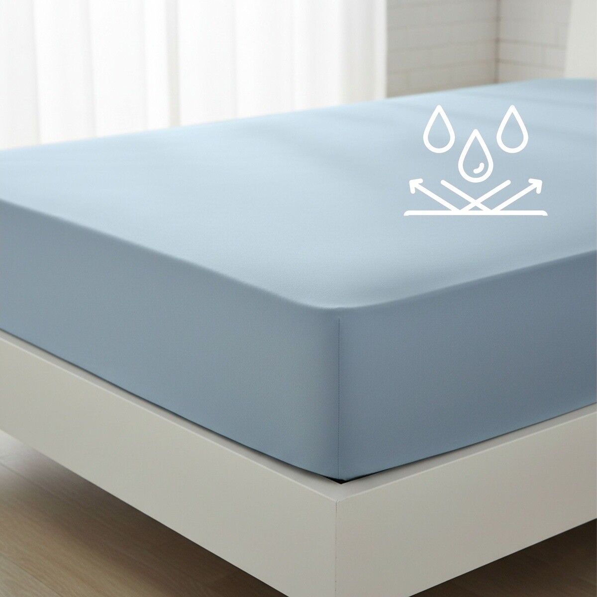 Matracový chránič, Nepriepustné bavlnené JERSEY prestieradlo č.21, svetlomodré 90 x 200 cm