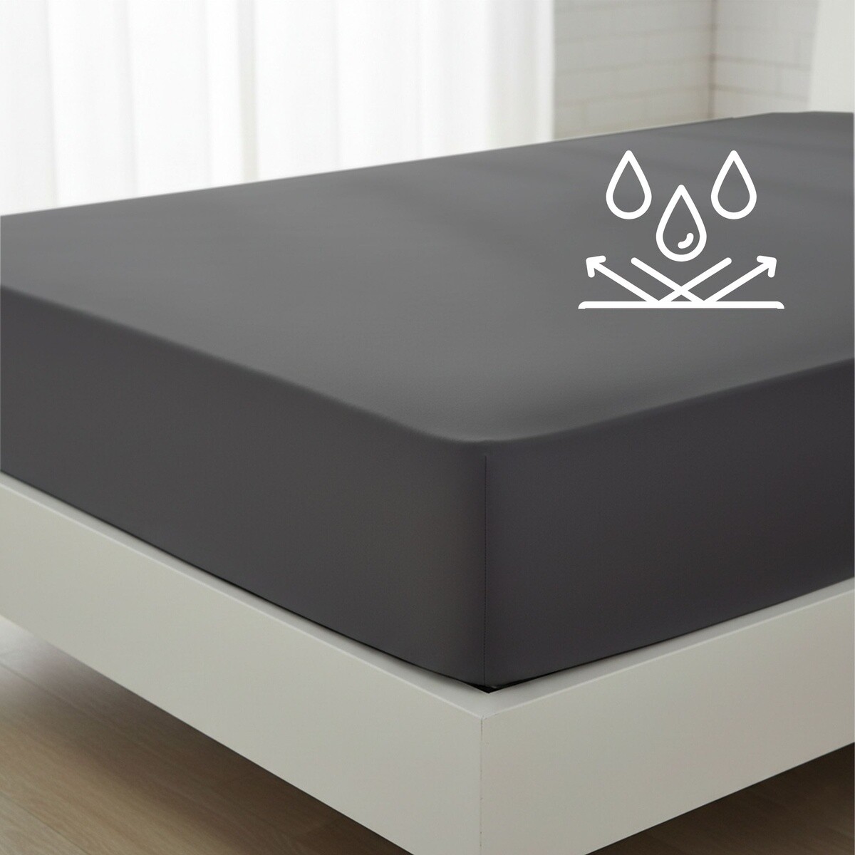 Matracový chránič, Nepriepustné bavlnené JERSEY prestieradlo č.52, tmavosivé 90 x 200 cm