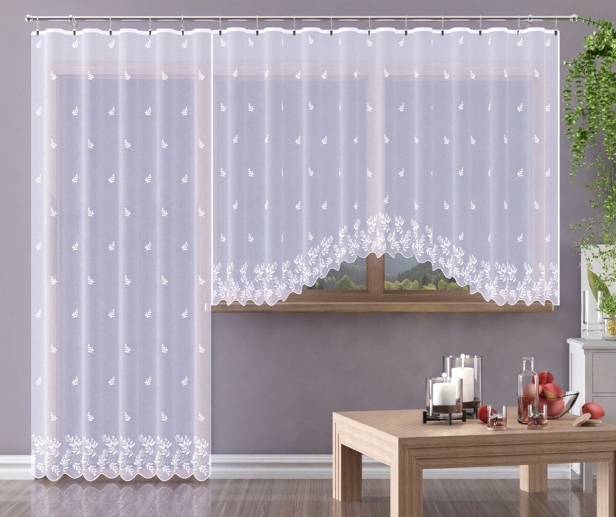 Hotová záclona alebo balkónový komplet, Sabi, biela 300 x 140 cm