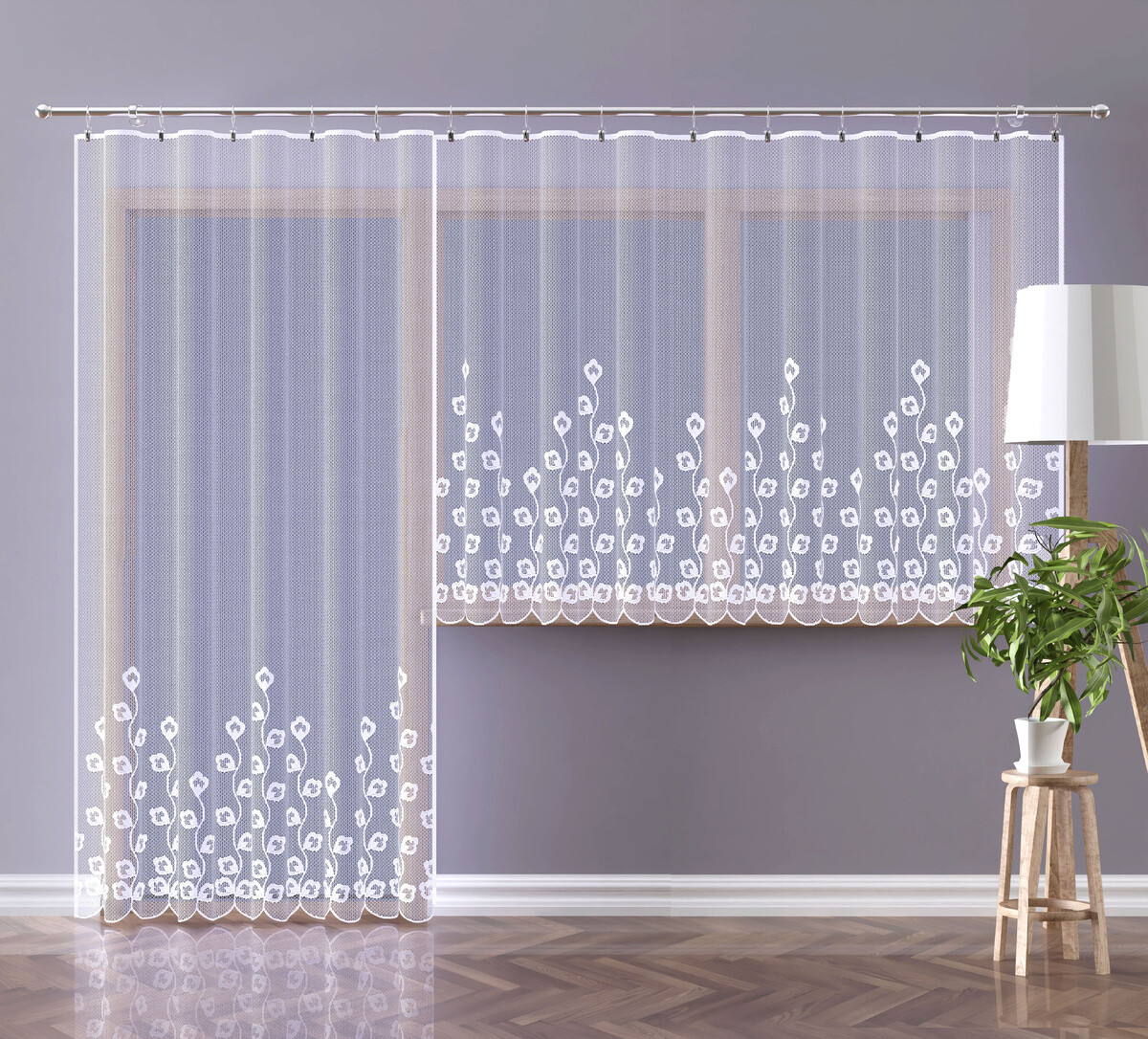 Hotová záclona alebo balkónový komplet, Emilia, biela 300 x 150 cm