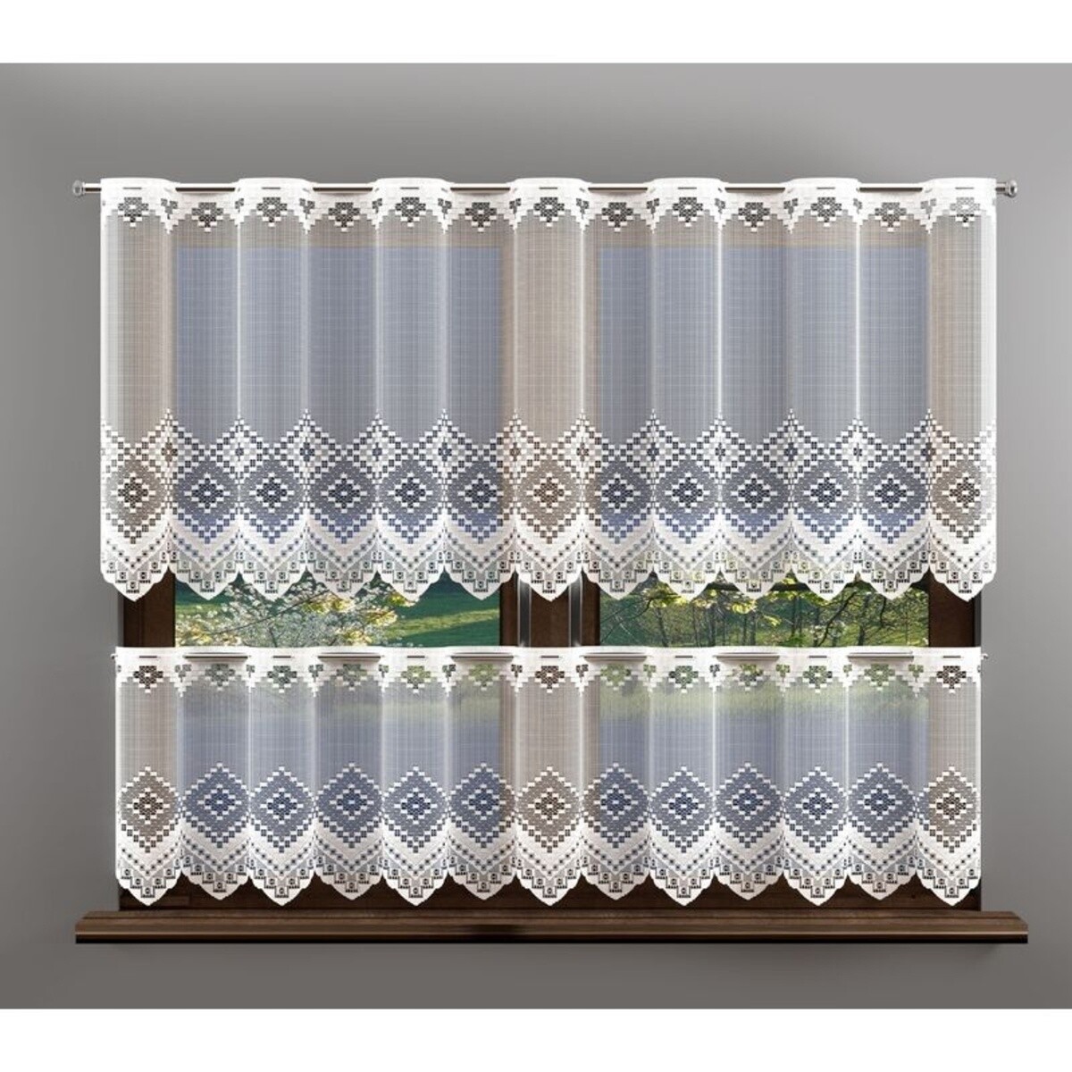 Záclona žakárová, Luna, vitrážka metráž, biela 80 cm