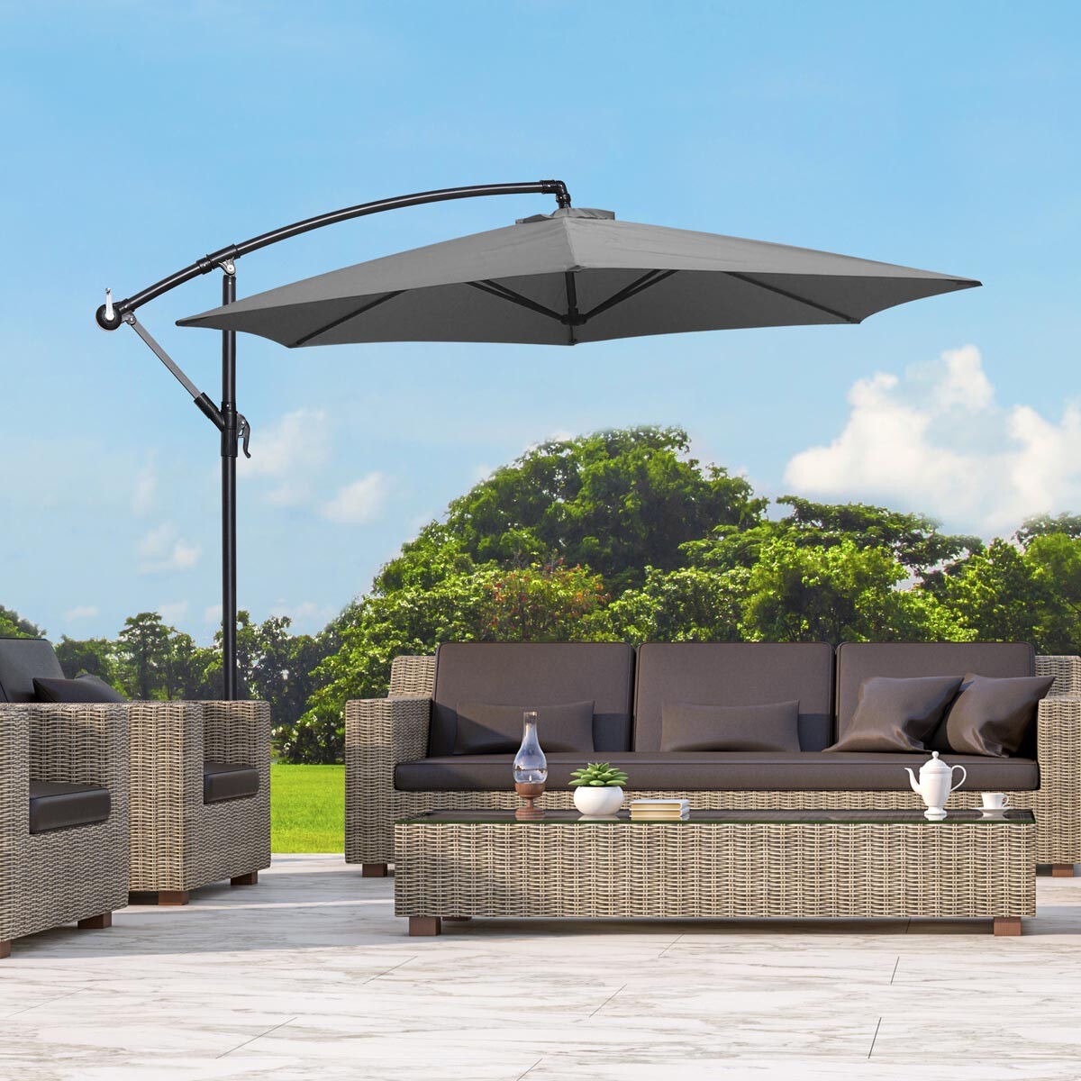 Dáždnik s bočnou nohou, sivý