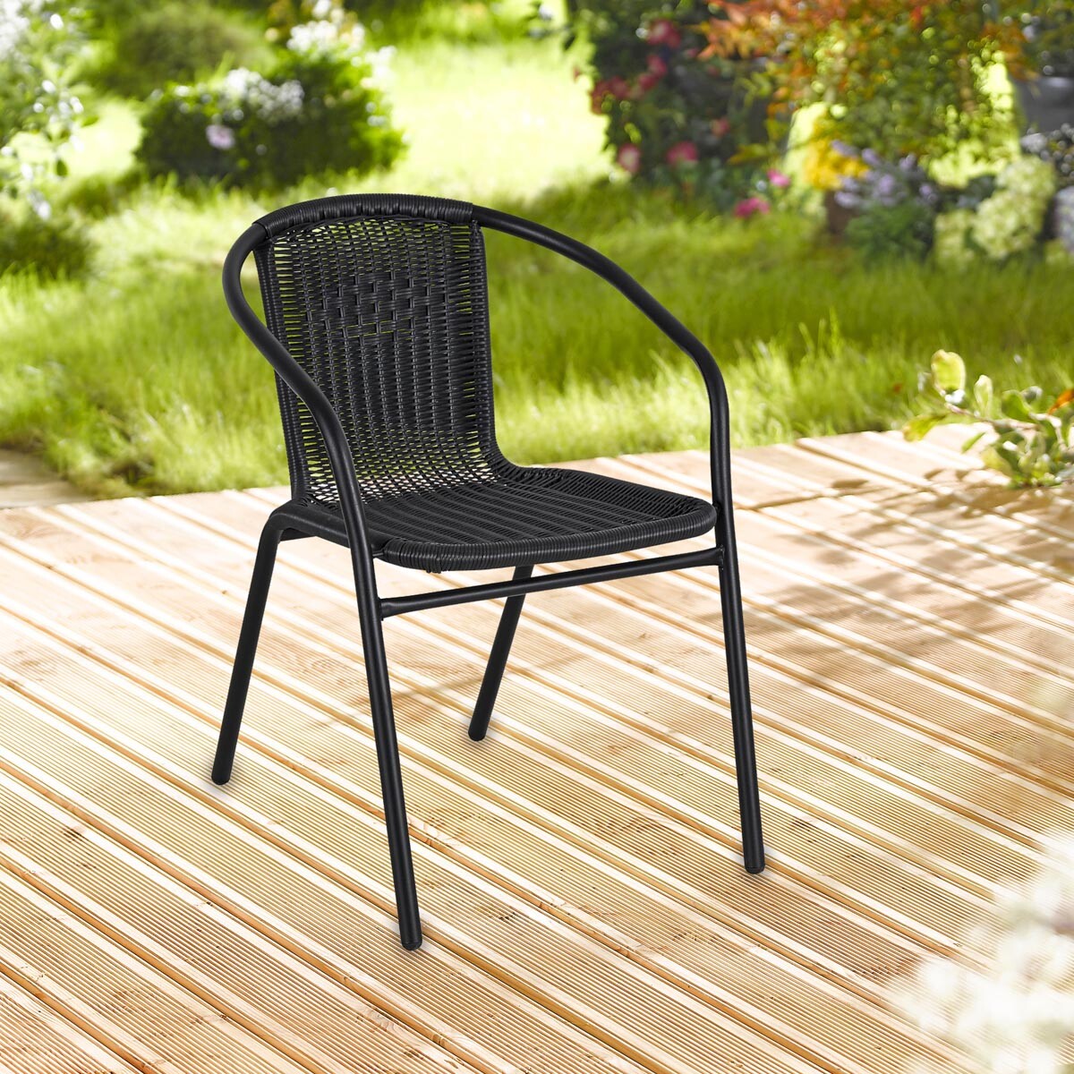 Umelé ratanové záhradné kreslo, čierne