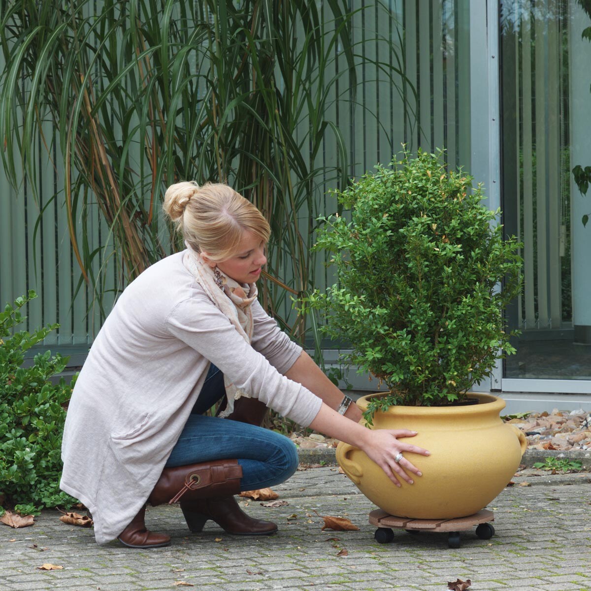 Pojazdný podstavec pod kvetináč, okrúhly