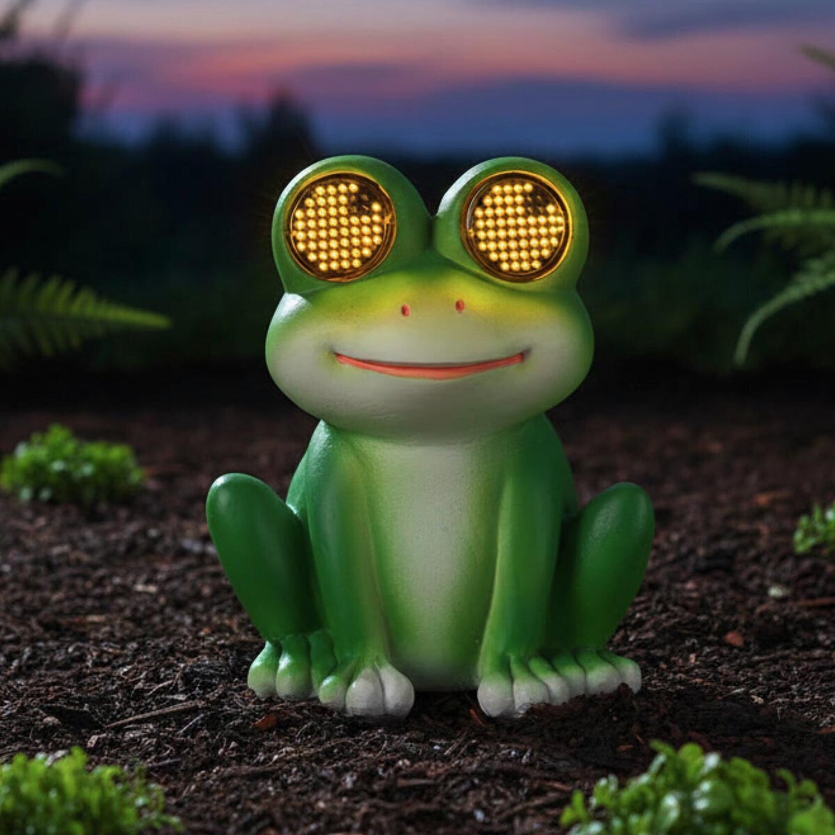 LED solárna záhradná socha žaby