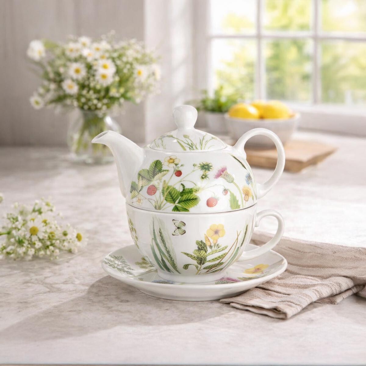 Čajník s pohárom Divoké kvety