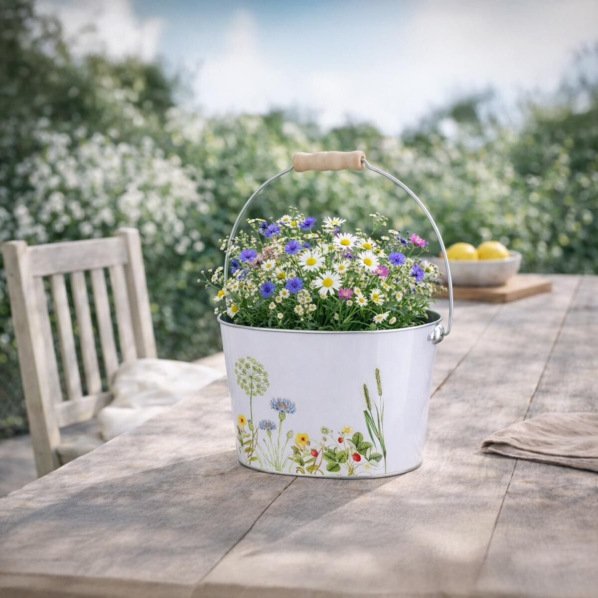 Obal na kvetináč Divoké kvety, s rukoväťou