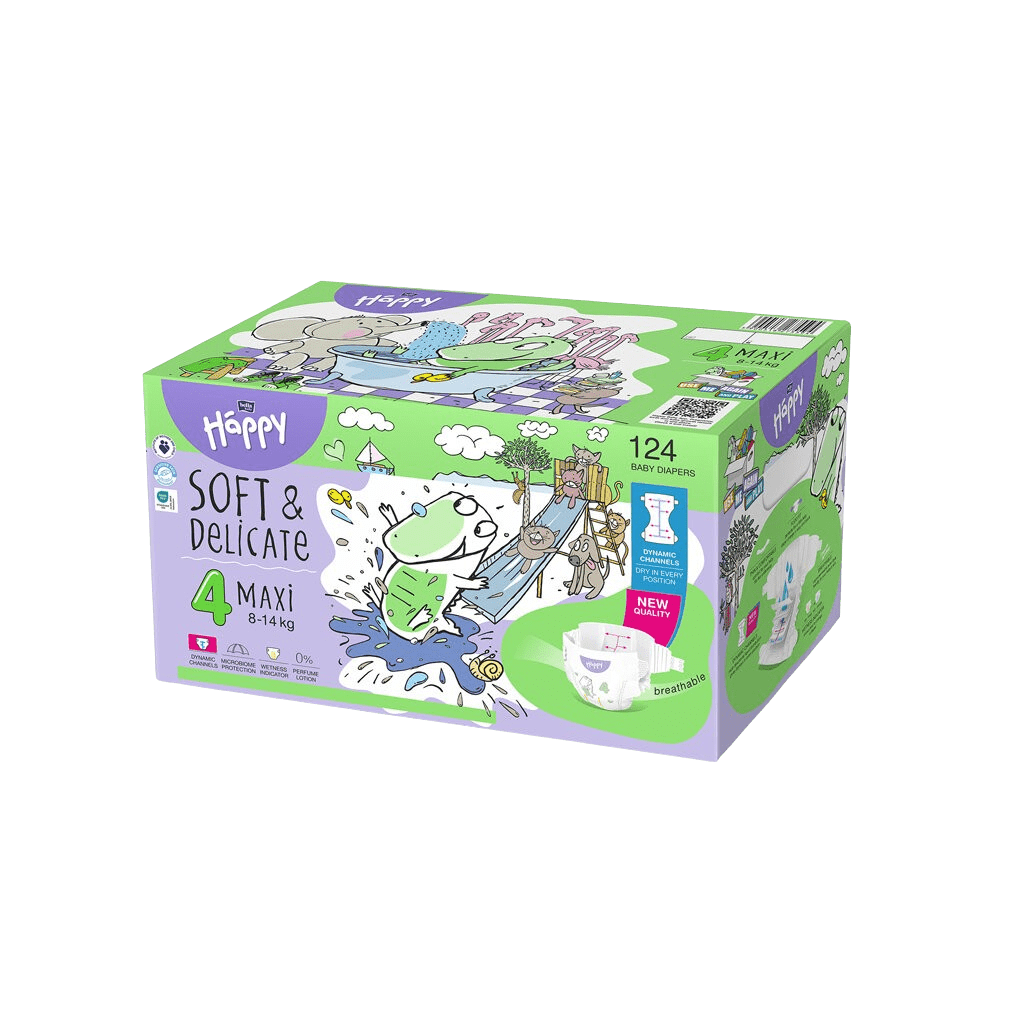 BELLA Happy Soft&Delicate Pleny jednorázové Maxi Box 8-14 kg 124 ks