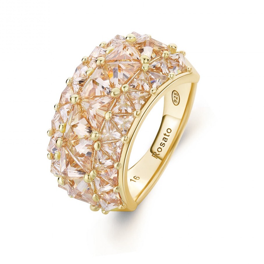 Rosato Oslnivý pozlátený prsteň s kubickými zirkónmi Vittoria RZVT34 52 mm