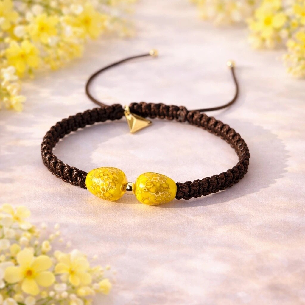 Lampglas Náramok Sunlit Nude s 24-karátovým zlatom v perlách Lampglas BNM1/TEX