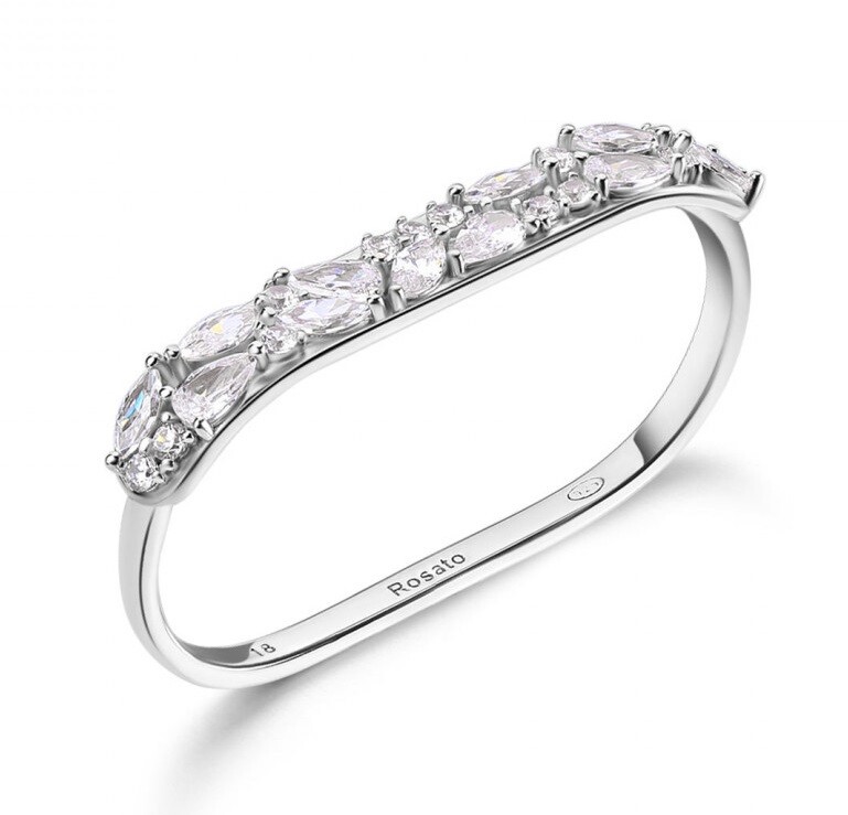 Rosato Strieborný dvojitý prsteň s kubickými zirkónmi Gemma RZGE52