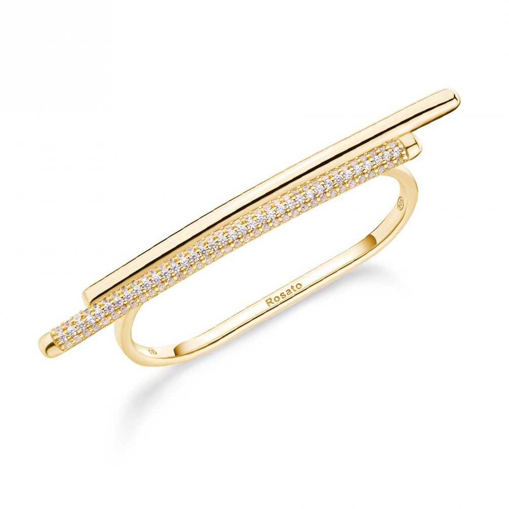 Rosato Moderný dvojitý pozlátený prsteň so zirkónmi Bianca RZBI87