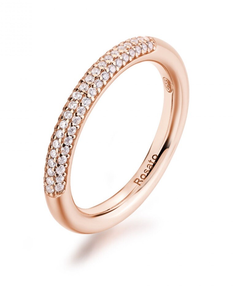 Rosato Elegantný pozlátený prsteň so zirkónmi Bianca RZBI51 52 mm