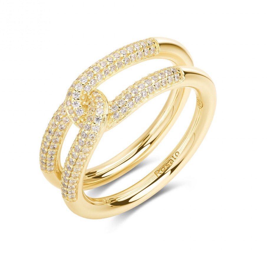 Rosato Originálny pozlátený prsteň s kubickými zirkónmi Bianca RZBI84 58 mm