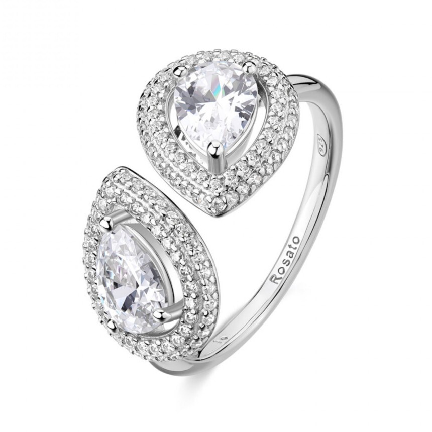 Rosato Módny otvorený strieborný prsteň s kubickými zirkónmi Anna RZAN33 58 mm