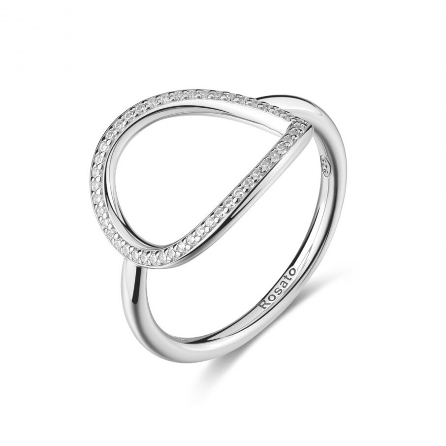 Rosato Dizajnový strieborný prsteň s kubickými zirkónmi Sofia RZSO39 60 mm