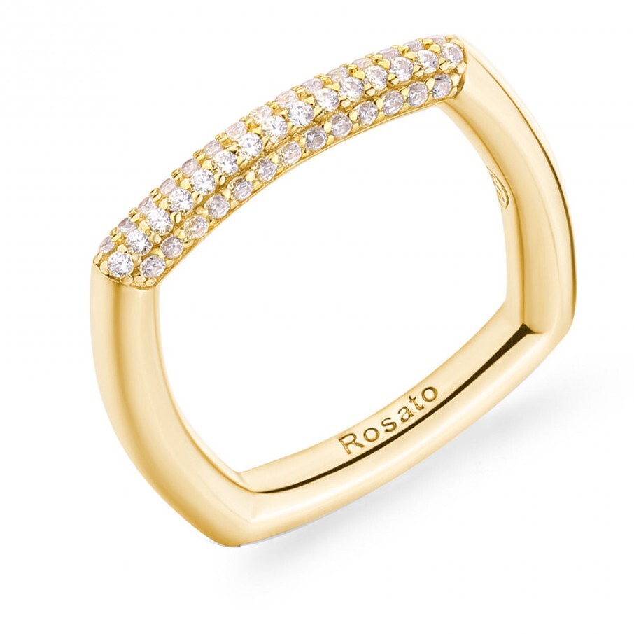 Rosato Štýlový pozlátený prsteň so zirkónmi Bianca RZBI85 48 mm