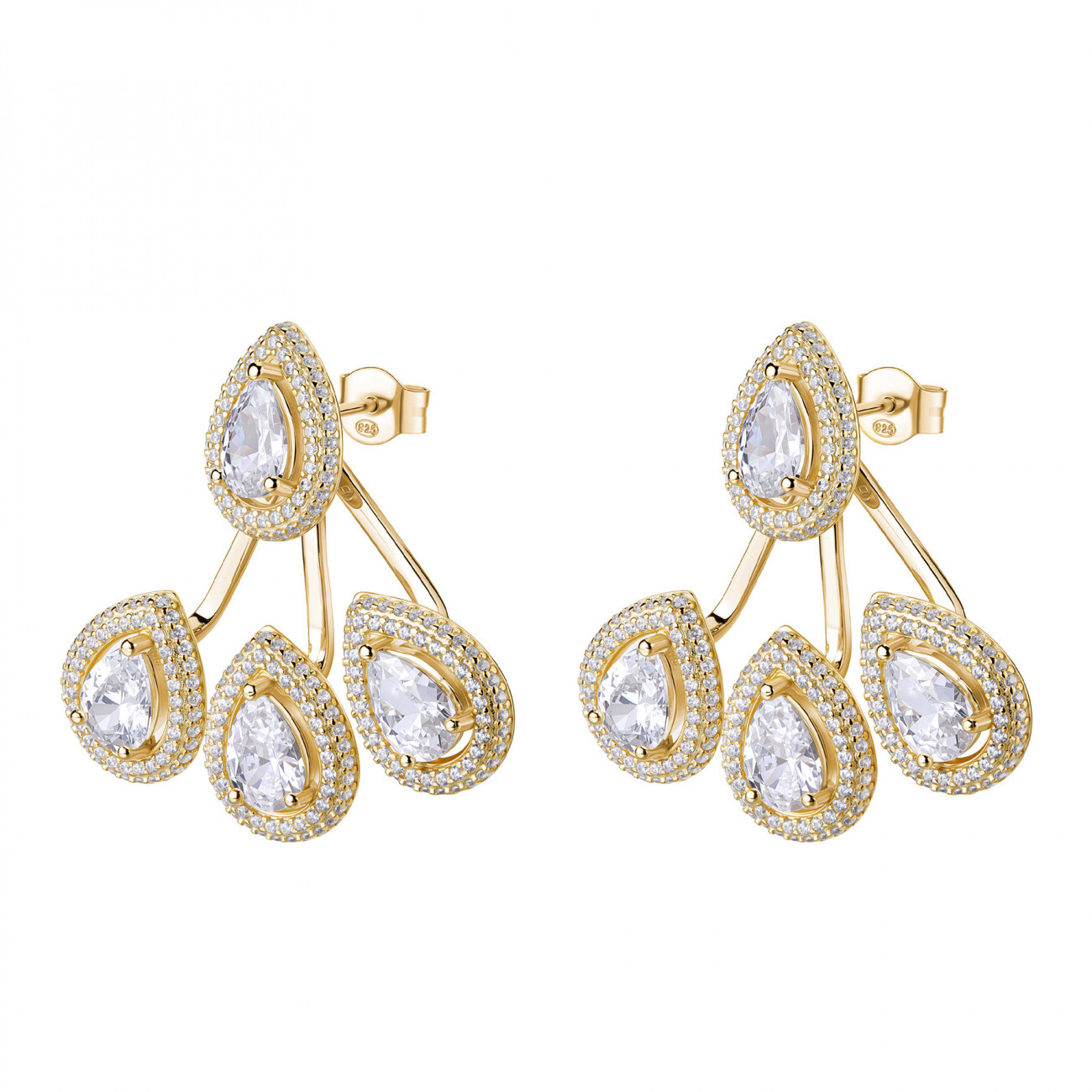 Rosato Luxusné pozlátené náušnice so zirkónmi 2v1 Anna RZAN24