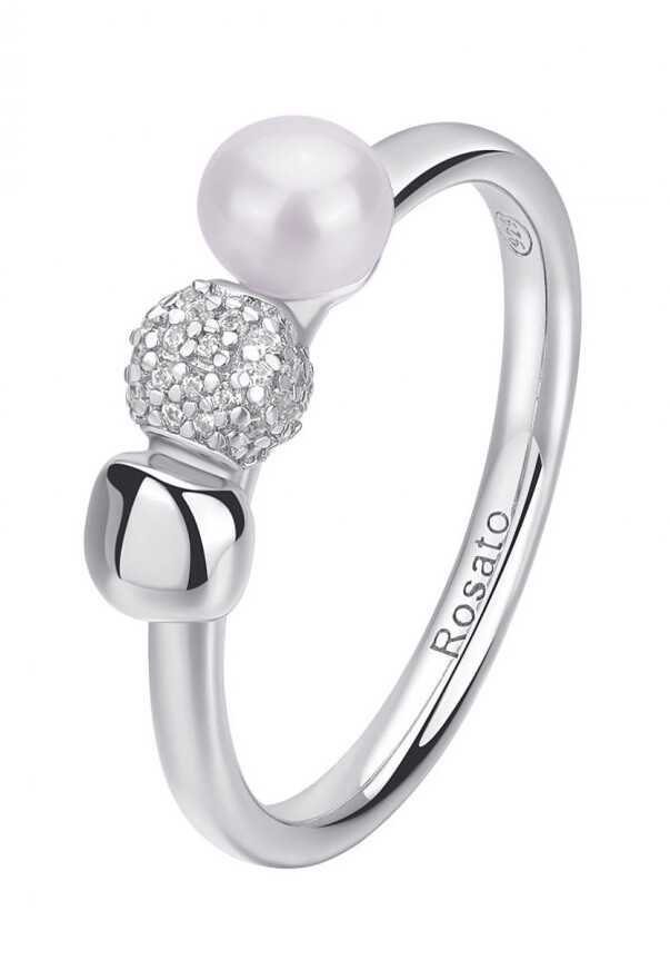 Rosato Krásny strieborný prsteň so zirkónmi a perlou Azzurra RZAZ031 56 mm
