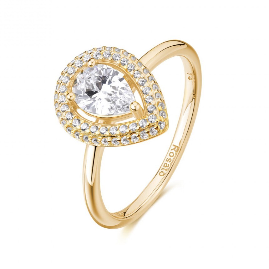 Rosato Luxusný pozlátený prsteň s kubickými zirkónmi Anna RZAN32 50 mm