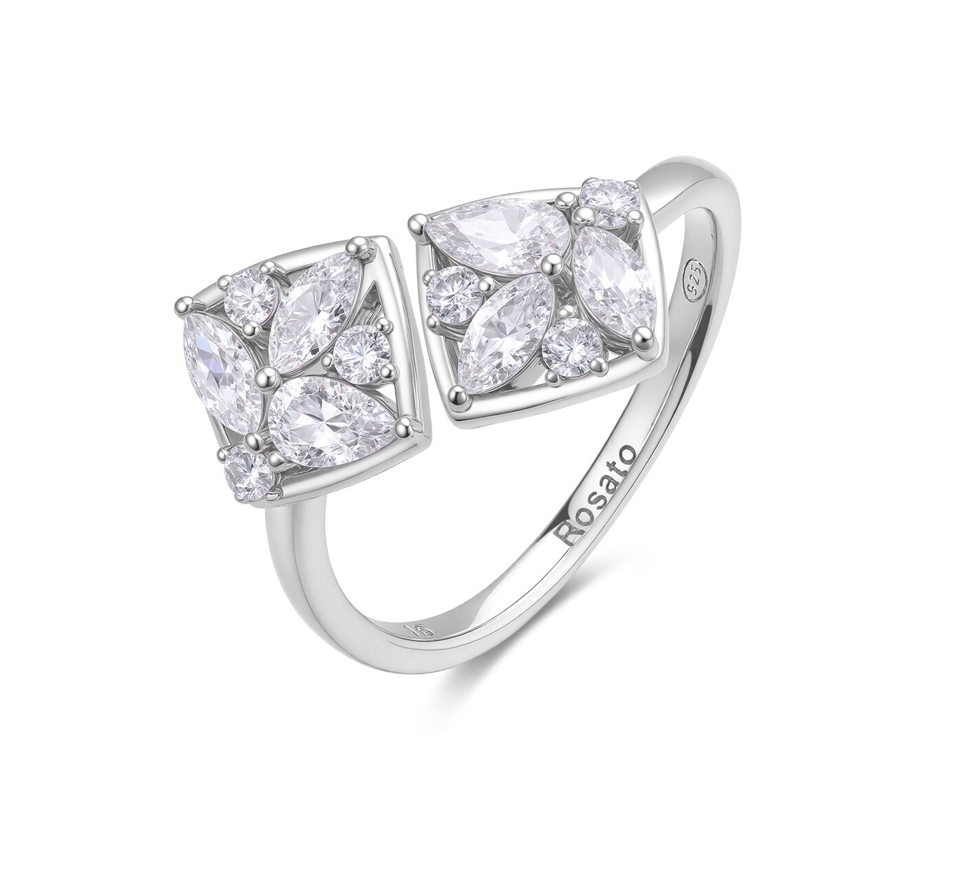 Rosato Moderný strieborný prsteň s kubickými zirkónmi Gemma RZGE60 56 mm