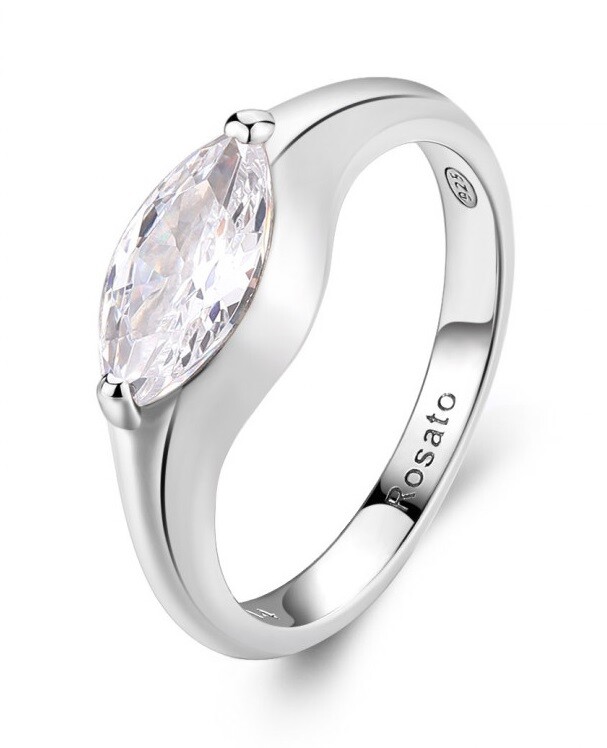 Rosato Elegantný strieborný prsteň s čírym zirkónom Gaia RZGA60 56 mm