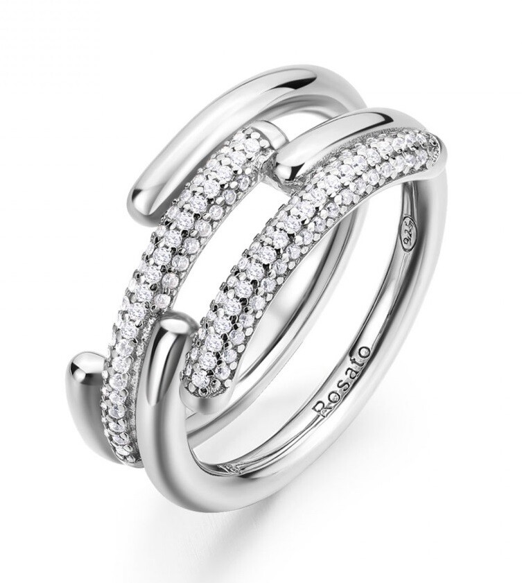 Rosato Jedinečný strieborný prsteň so zirkónmi Bianca RZBI52 56 mm
