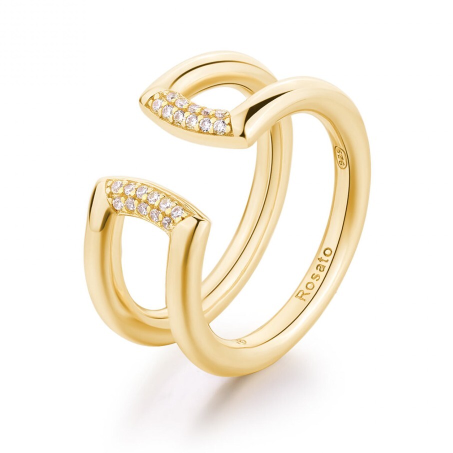 Rosato Otvorený pozlátený prsteň so zirkónmi Bianca RZBI86 60 mm