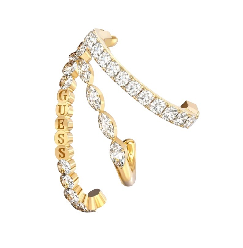 Guess Pozlátená single trblietavá náušnica Crazy Earrings JUBE03296JWYGT-U