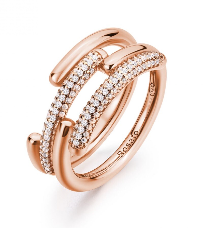 Rosato Jedinečný pozlátený prsteň so zirkónmi Bianca RZBI53 54 mm